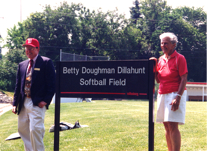Betty Dillahunt and Baird Tipson at field naming ceremony in 1997